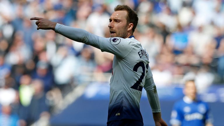 Christian Eriksen during the Premier League match vs Everton at Tottenham Hotspur Stadium