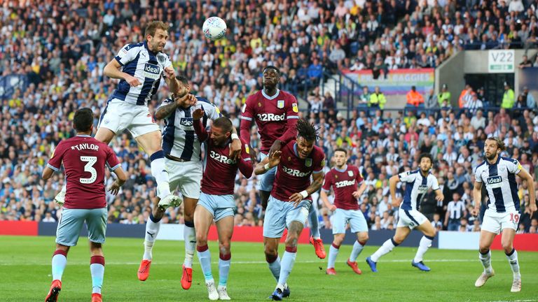 Craig Dawson scores for West Brom against Aston Villa