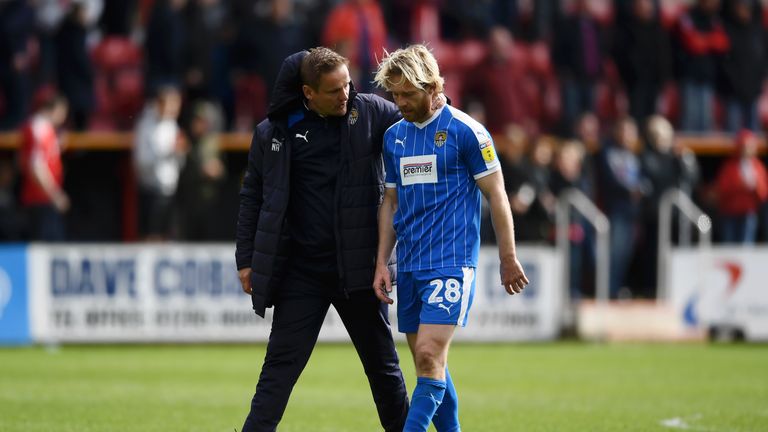 Neal Ardley consoles Craig Mackail-Smith following Notts County's relegation