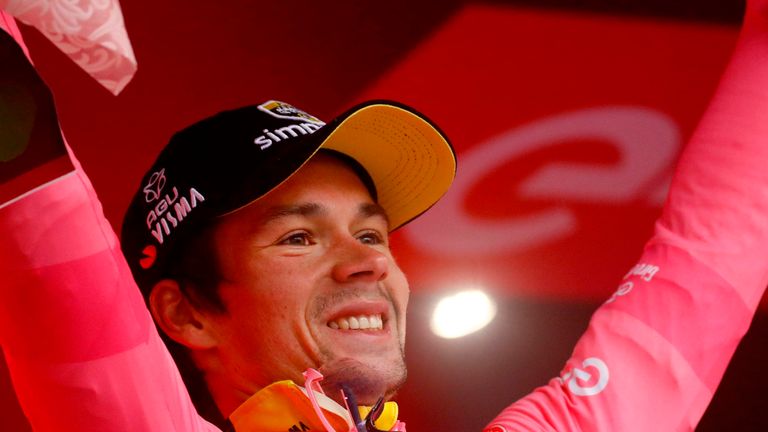 Primoz Roglic retained the Giro d'Italia race leader's jersey after a rain-sodden fifth stage