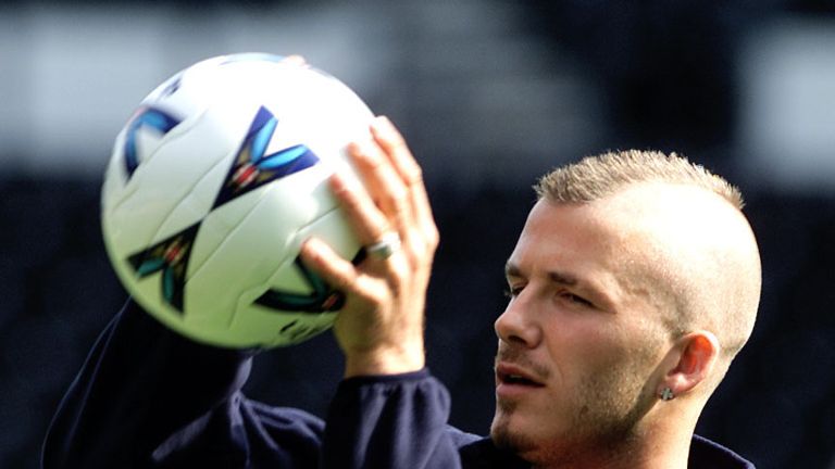 Beckham eventually got to showcase his haircut at the end of the season while on England duty