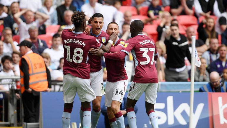 El Ghazi celebrates scoring for Aston Villa