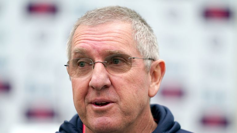 England head coach Trevor Bayliss during a nets session at The Kia Oval