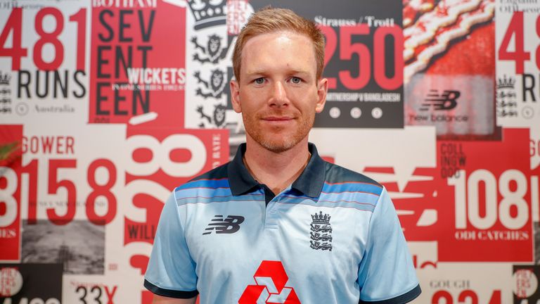 Captain Eoin Morgan models England&#39;s kit for the 2019 Cricket World Cup