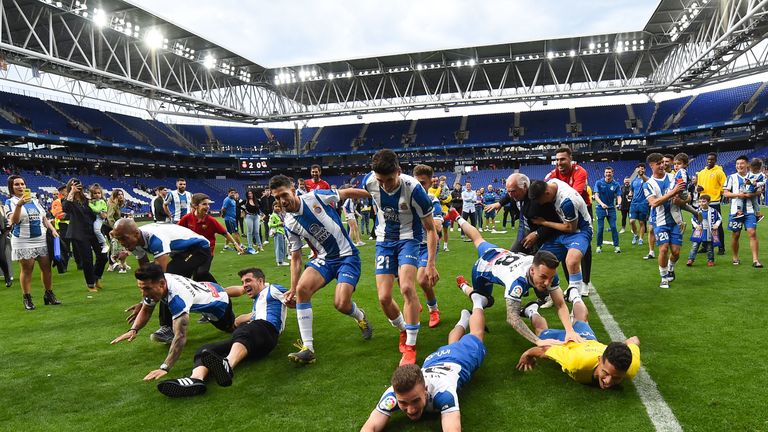 Espanyol celebrate getting Europa League place