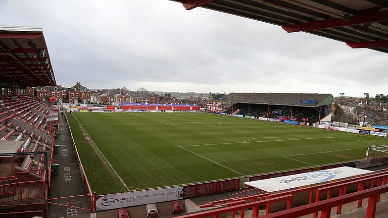 during the Sky Bet League Two match between Exeter City and Northampton Town at St James Park on January 10, 2015 in Exeter, England.
