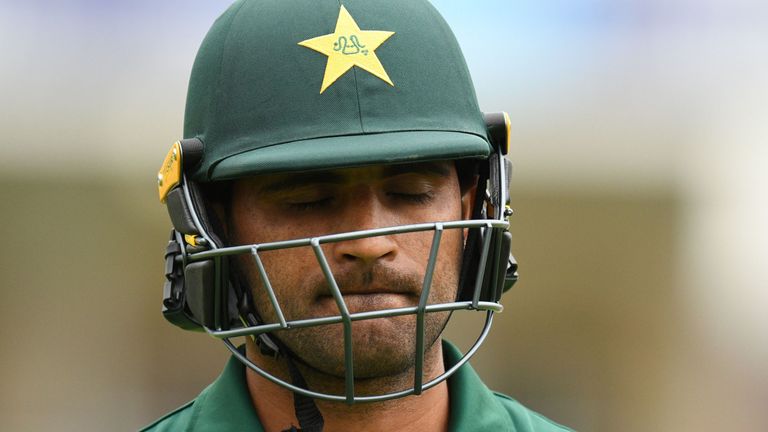 Pakistan's Fakhar Zaman walks back to the pavilion after getting out for 22 runs vs West Indies