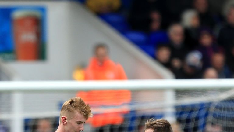 Flynn Downes celebrates scoring the opening goal during the Sky Bet Championship match between Ipswich Town and Leeds United