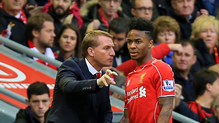 Raheem Sterling and Brendan Rodgers while at Liverpool in 2014