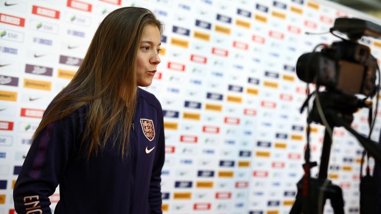 Fran Kirby speaking at England Women's media day ahead of the World Cup