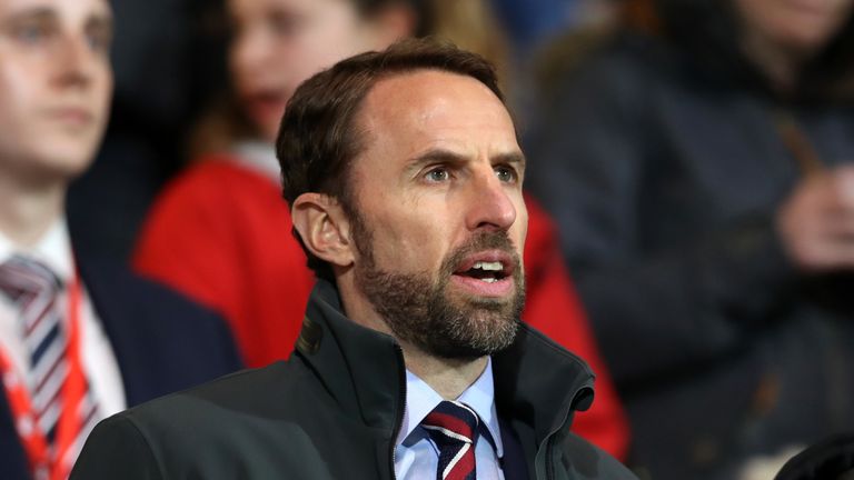 England first team manager, Gareth Southgate attends during the International Friendly match between England u21's and Germany u21's at Vitality Stadium on March 26, 2019 in Bournemouth, England. (