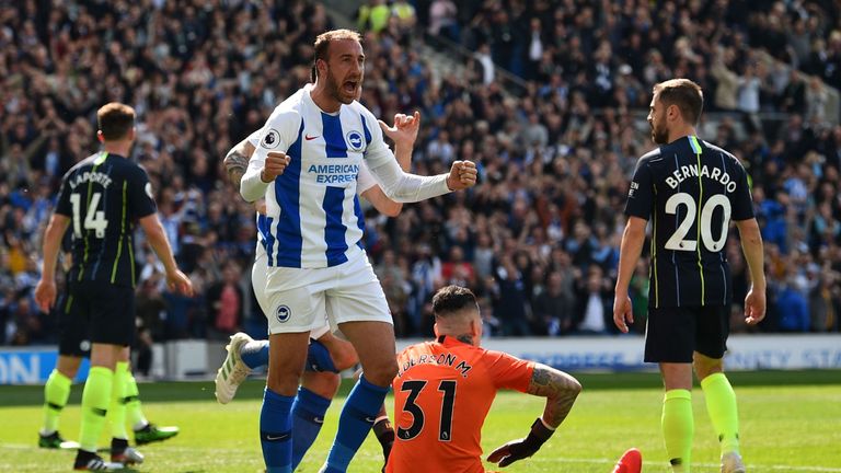 Glenn Murray celebrates his opener vs Manchester City