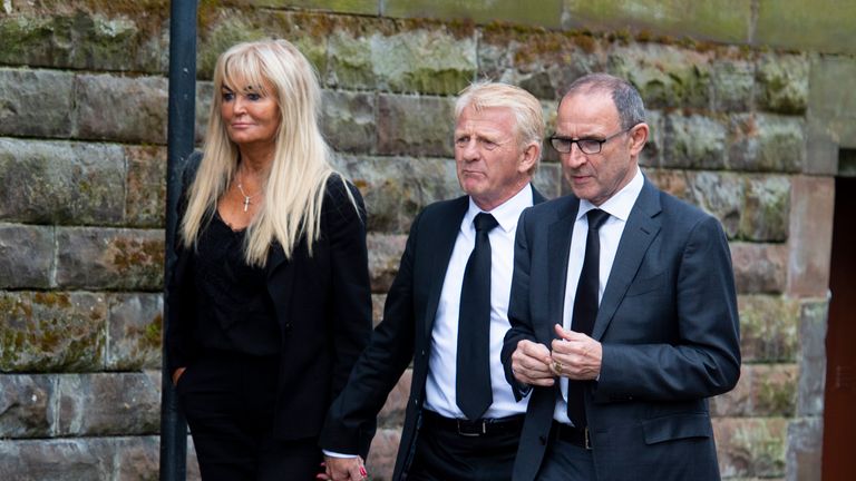 Former Celtic managers Gordon Strachan and Martin O’Neill arrive at the funeral of legendary European Cup winning captain Billy McNeill