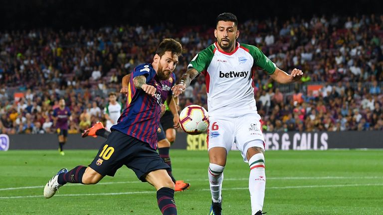  during the La Liga match between FC Barcelona and Deportivo Alaves at Camp Nou on August 18, 2018 in Barcelona, Spain.