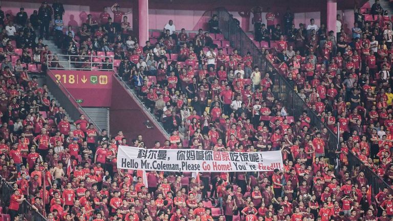 Hebei fans unfurled a banner calling for Coleman to be sacked on Saturday