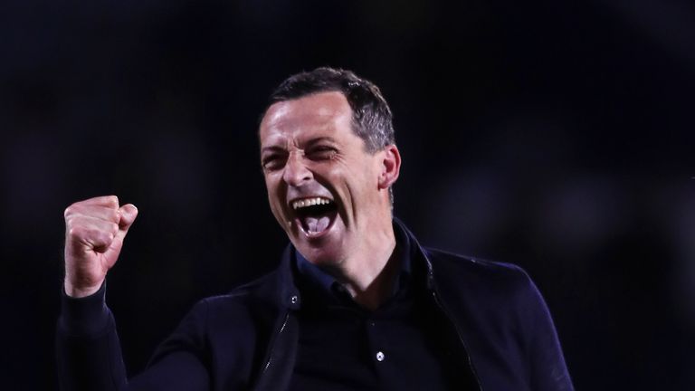 Sunderland boss Jack Ross celebrates after his side reached the League One play-off final