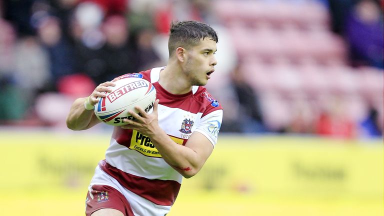 Picture by Chris Mangnall/SWpix.com - 27/04/2019 - Rugby League - Betfred Super League - Wigan Warriors v Castleford Tigers - DW Stadium, Wigan, England -
Wigan's Jake Shorrocks