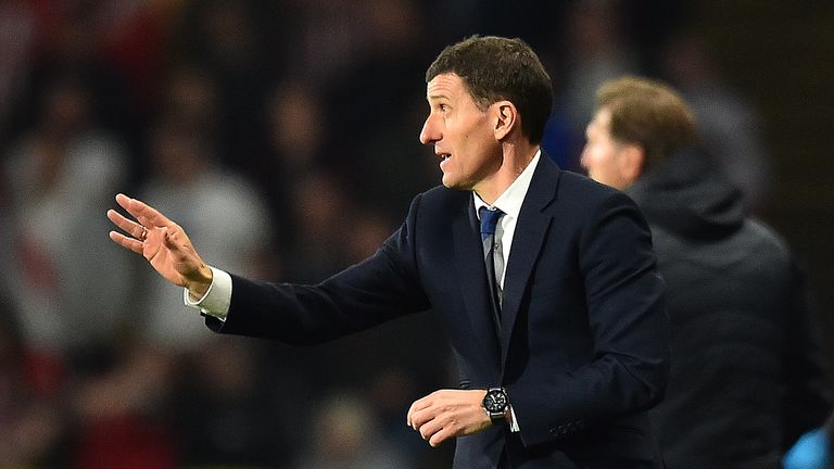 Watford's Spanish head coach Javi Gracia shouts instructions to his players from the touchline during the English Premier League football match between Watford and Southampton at Vicarage Road Stadium in Watford, north of London on April 23, 2019