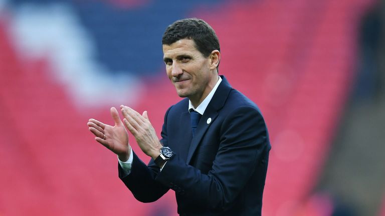 Javi Gracia, Manager of Watford celebrates victory after the FA Cup Semi Final match between Watford and Wolverhampton Wanderers at Wembley Stadium on April 07, 2019 in London, England