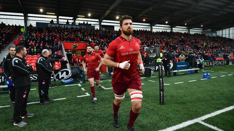 5 April 2019; Jean Kleyn of Munster during the Guinness PRO14 Round 19 match between Munster and Cardiff Blues at Irish Independent Park in Cork. Photo by Ramsey Cardy/Sportsfile