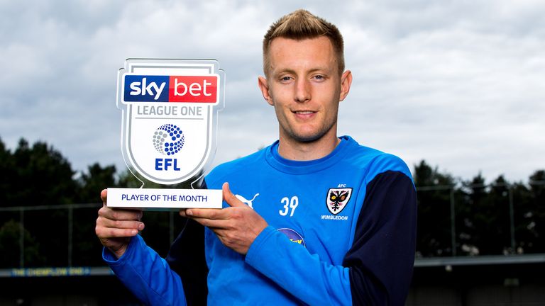 Joe Pigott of AFC Wimbledon wins the Sky Bet League One Player of the Month award - Mandatory by-line: Robbie Stephenson/JMP - 02/05/2019 - FOOTBALL - Cherry Red Records Stadium - London, England - Sky Bet Player of the Month Award