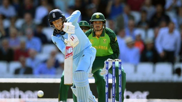 Joe Root bats during the group stages of the ICC Cricket World Cup 2019 vs South Africa at The Oval