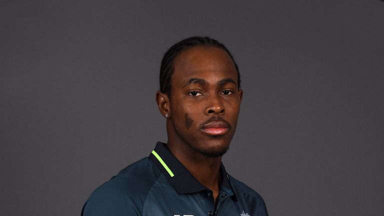 Jofra Archer pictured during an England portrait session at the Vale of Glamorgan Hotel on May 01, 2019