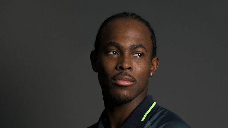 Jofra Archer pictured during an England portrait session at the Vale of Glamorgan Hotel on May 01, 2019