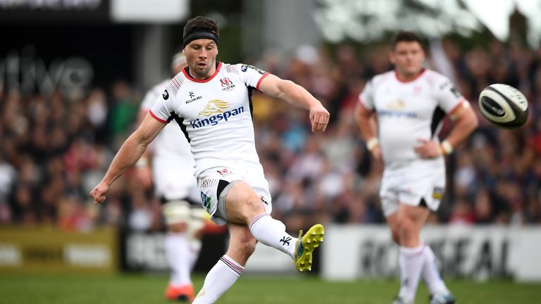 4 May 2019; John Cooney of Ulster kicks a penalty during the Guinness PRO14 quarter-final match between Ulster and Connacht at Kingspan Stadium in Belfast. Photo by David Fitzgerald/Sportsfile