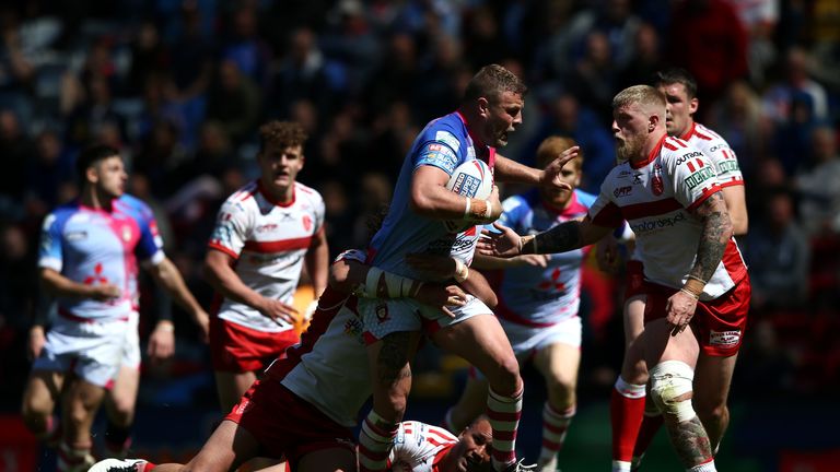 Josh Jones in action for Salford against Hull Kingston Rovers