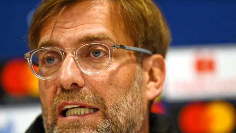 Liverpool manager Jurgen Klopp during a press conference at Anfield ahead of the Champions League semi-final, second leg against Barcelona