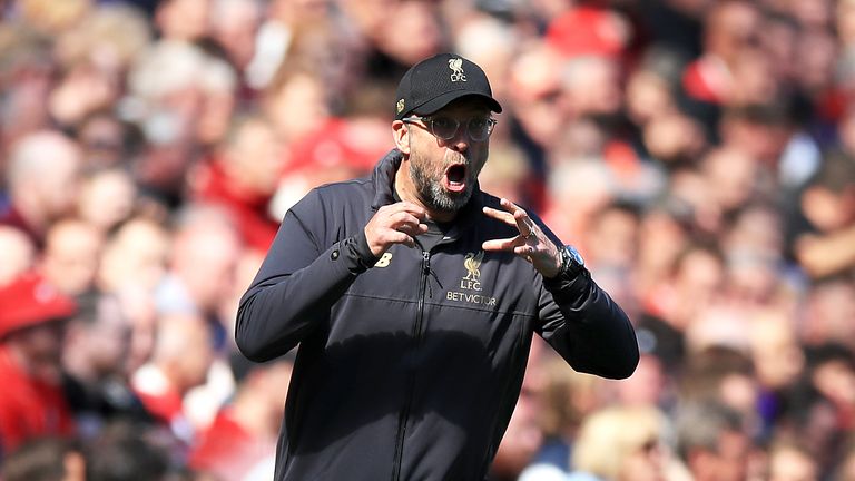 Liverpool manager Jurgen Klopp gestures on the touchline