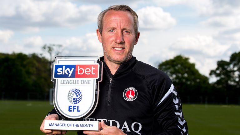 Lee Bowyer of Charlton Athletic wins the Sky Bet League One Manager of the Month award - Mandatory by-line: Robbie Stephenson/JMP - 02/05/2019 - FOOTBALL - Charlton Athletic Training Ground - London, England - Sky Bet Manager of the Month Award