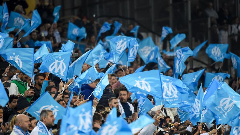 Marseille fans during a Ligue 1 fixture against rivals PSG
