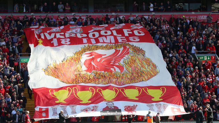 Liverpool banner is paraded ahead of the Premier League game against Wolves