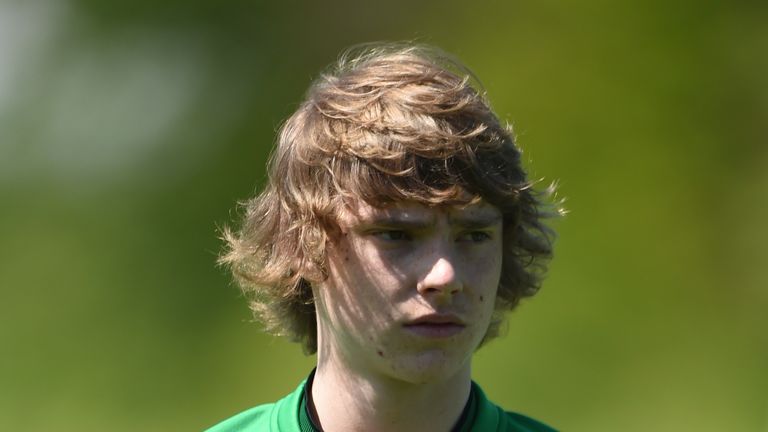 BURTON-UPON-TRENT, ENGLAND - MAY 08: Luca John Connell of Republic of Ireland looks on before the UEFA European Under-17 Championship match between Republic of Ireland and Denmark at St Georges Park on May 8, 2018 in Burton-upon-Trent, England. (Photo by Nathan Stirk/Getty Images)