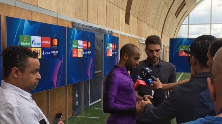 Lucas Moura speaks to the media ahead of the Champions League Final on Saturday