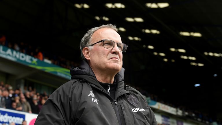 Leeds United manager Marcelo Bielsa during the Sky Bet Championship match at Portman Road, Ipswich.