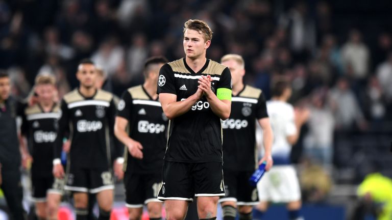 Ajax captain Matthijs de Ligt applauds fans after the 1-0 win over Tottenham Hotspur