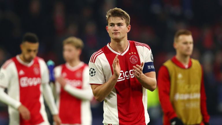 Matthijs De Ligt during the UEFA Champions League Round of 16 First Leg match between Ajax and Real Madrid at Johan Cruyff Arena on February 13, 2019 in Amsterdam, Netherlands.