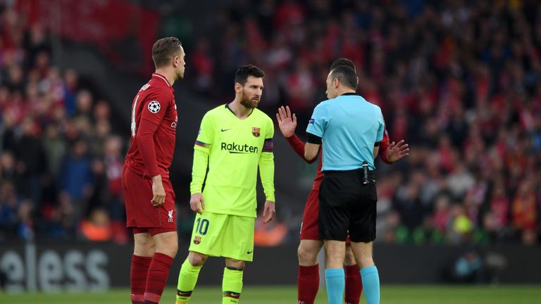 Lionel Messi and Andy Robertson clashed in the opening seconds