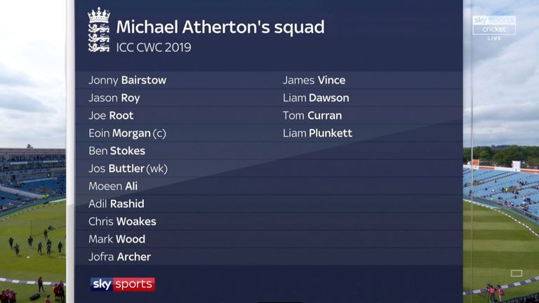 Michael Atherton's England World Cup squad