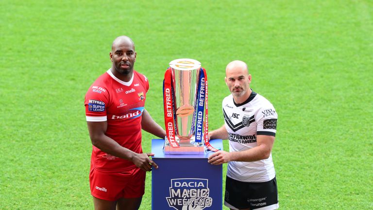Picture by Simon Wilkinson/SWpix.com - 20/05/2019 - Super League Rugby - Dacia Magic Weekend preview pictures at Anfield, Liverpool 
- Michael Lawrence and Hull FC Danny Houghton
