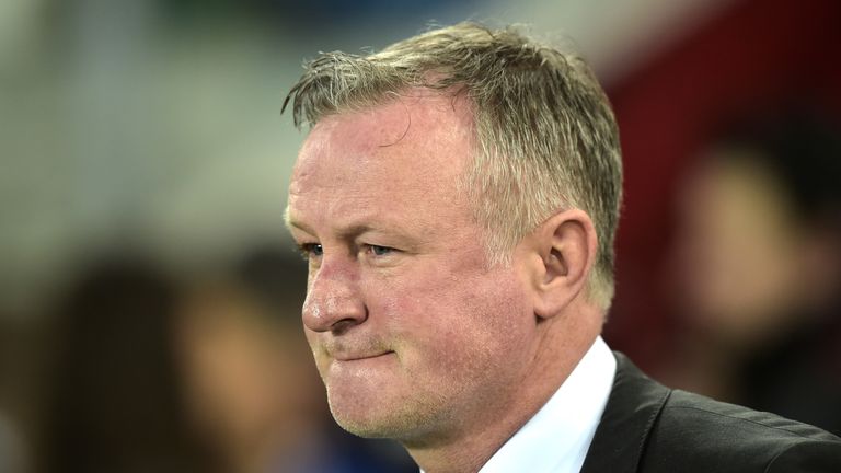 Michael O&#39;Neill, Manager of Northern Ireland during the 2020 UEFA European Championships group C qualifying match between Northern Ireland and Estonia at Windsor Park on March 21, 2019 in Belfast, United Kingdom.
