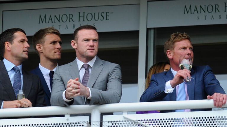 Micheal Owen with former Manchester United team mates Darren Fletcher and Wayne Rooney enjoying a day at the Boodles May Festival.