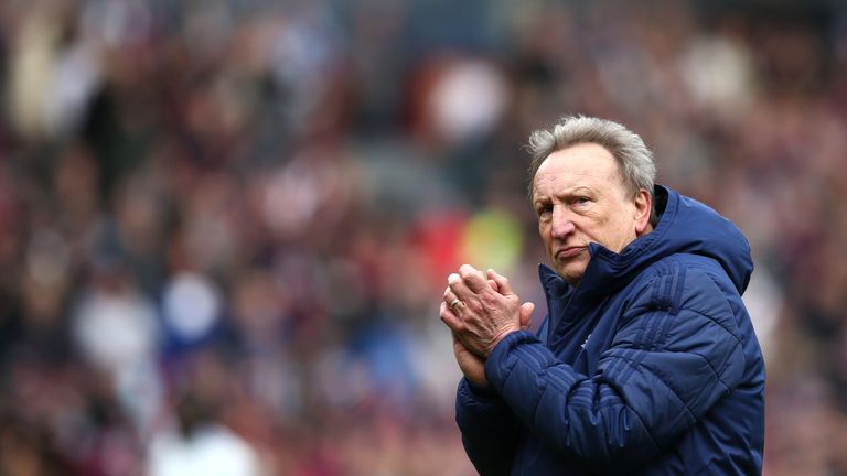 Neil Warnock, Manager of Cardiff City looks on after the Premier League match between Burnley FC and Cardiff City at Turf Moor on April 13, 2019 in Burnley, United Kingdom. (