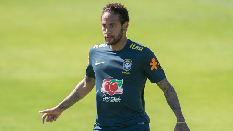 Neymar trains with Brazil ahead of their Copa America campaign