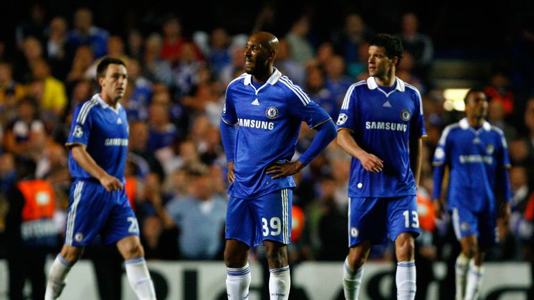 Nicolas Anelka cuts a dejected figure at full-time with Chelsea knocked out
