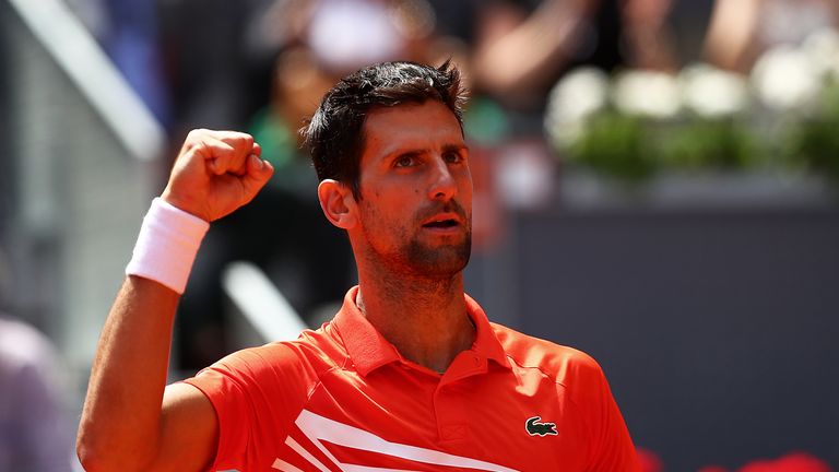 Novak Djokovic during day six of the Mutua Madrid Open at La Caja Magica on May 09, 2019 in Madrid, Spain