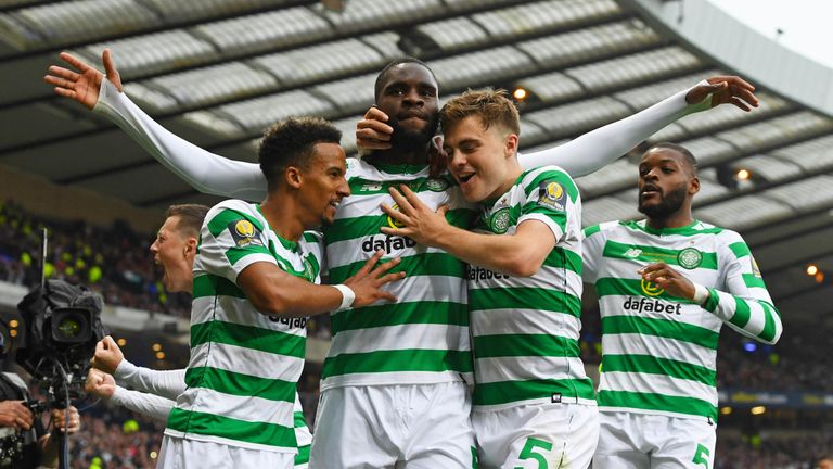 Celtic forward Odsonne Edouard scored twice against Hearts